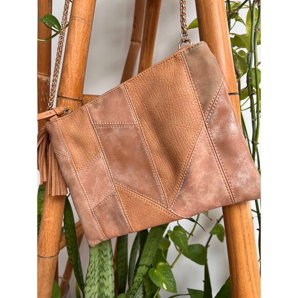 Tan Patchwork Vegan Leather Crossbody - Picture 2 of 7